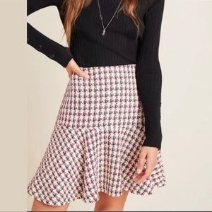 Maeve Bobbie Tweed Flounce Mini Skirt Pink Black anthro - size 10